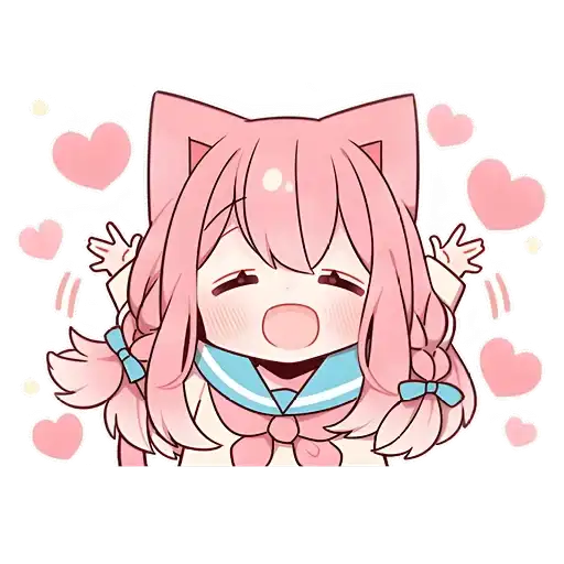 Розовая кошка-тян preview